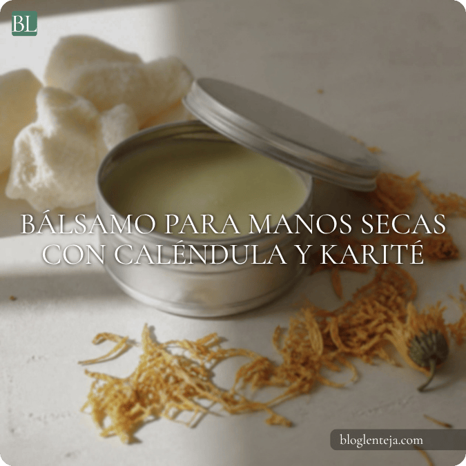 Bálsamo casero para manos secas con caléndula, karité y cera de candelilla.